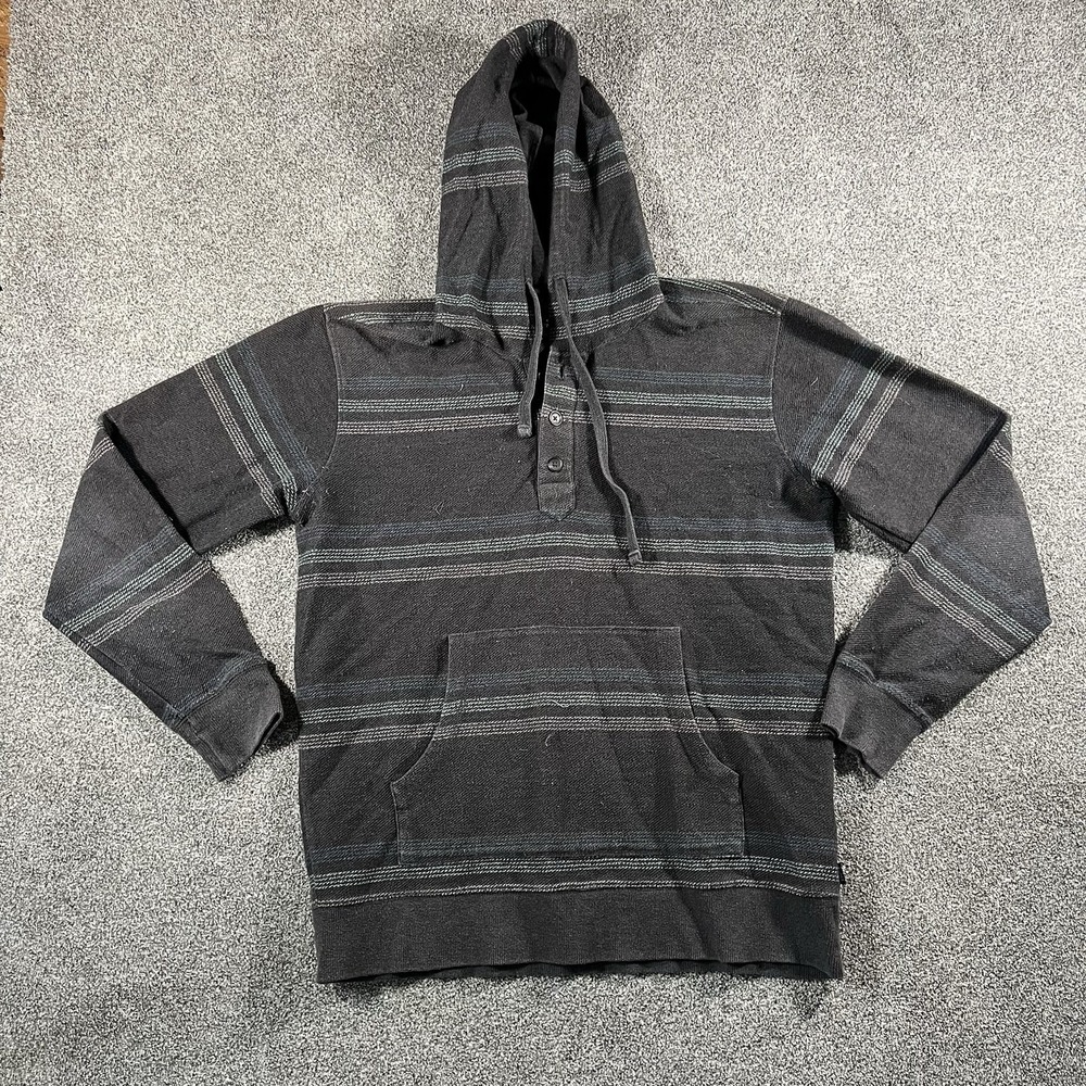 O’Neill Baja Hoodie Black Striped Pullover Hooded Sweatshirt Men’s Medium